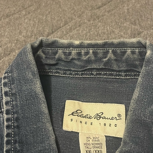 Vintage Eddie Bauer Button Down Denim Shirt XXL - Picture 3 of 4